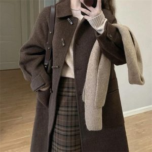 여성 가을 겨울 루즈핏 키작녀 롱 코트 커피M